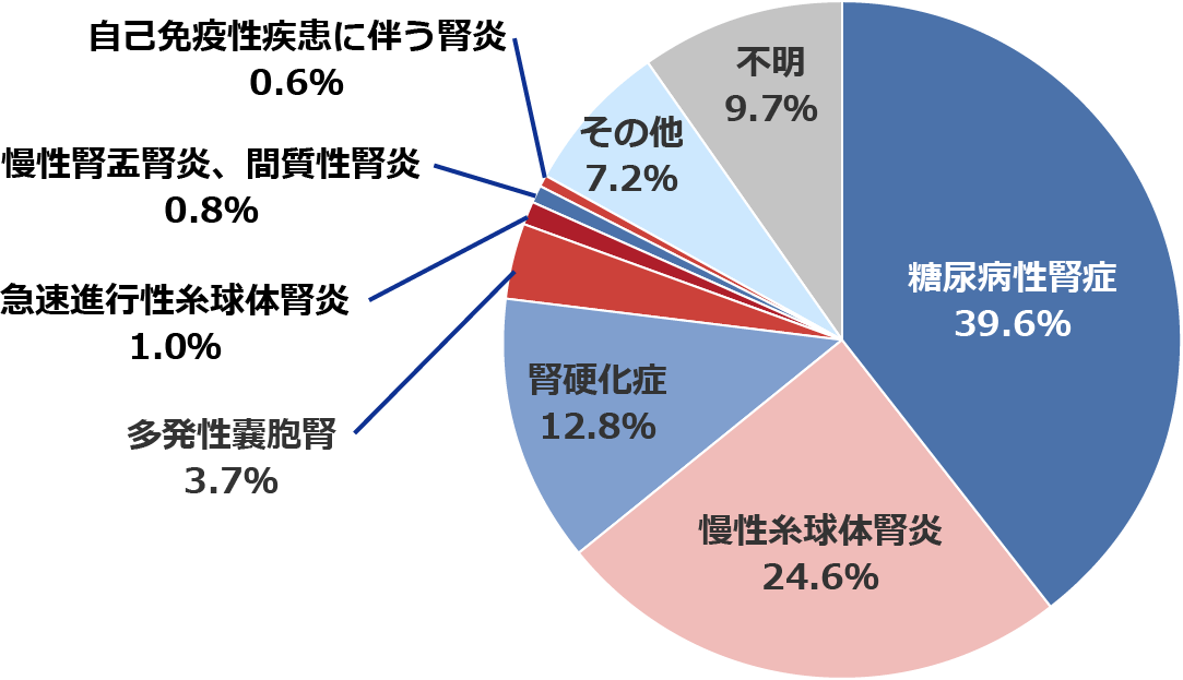 透析療法導入患者の原因疾患（2021年）