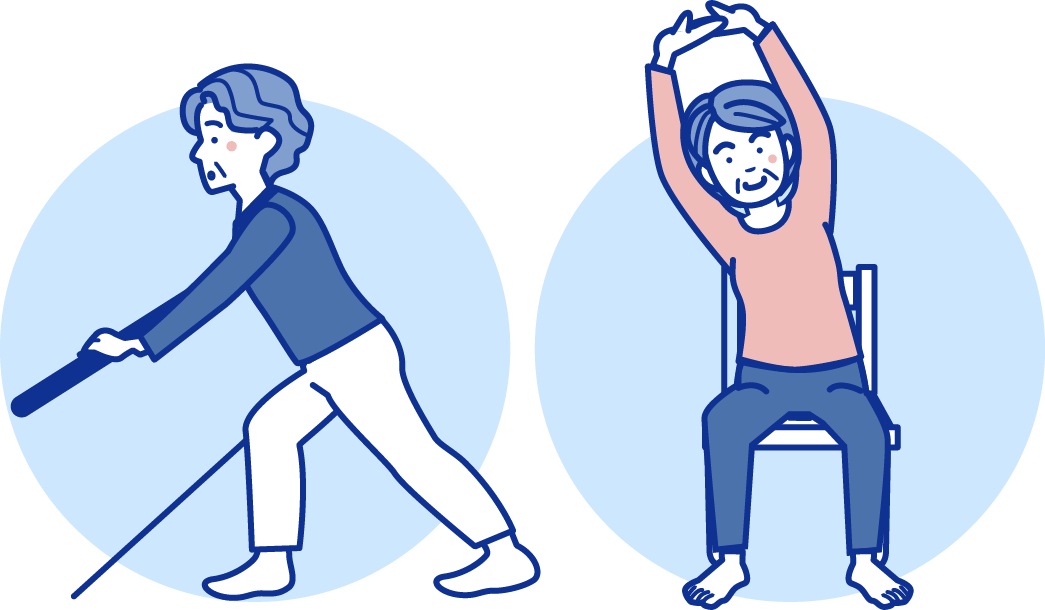 筋のストレッチや関節の屈伸