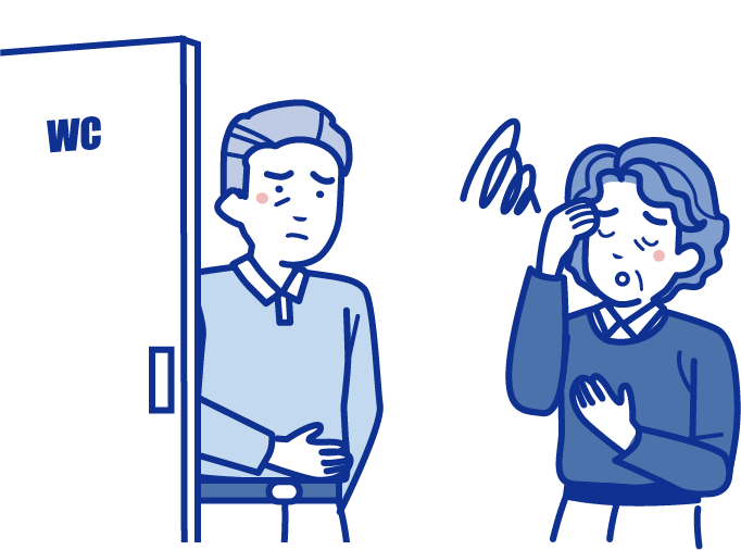 夜間尿や貧血のイラスト