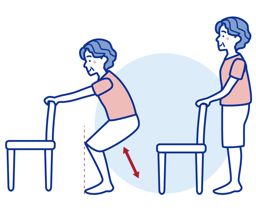 椅子につかまってスクワット