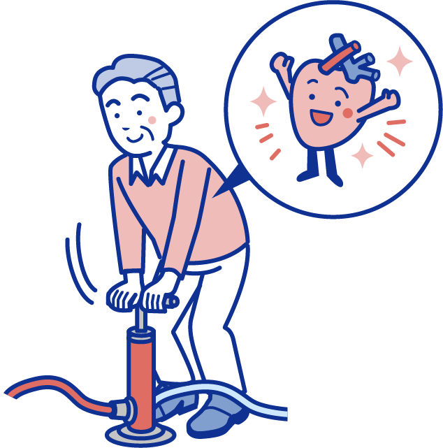 心臓のポンプを動かす男性