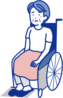 日常生活に全面的な介助が必要で、自分だけで、歩いたり、立ち上がったりできない。