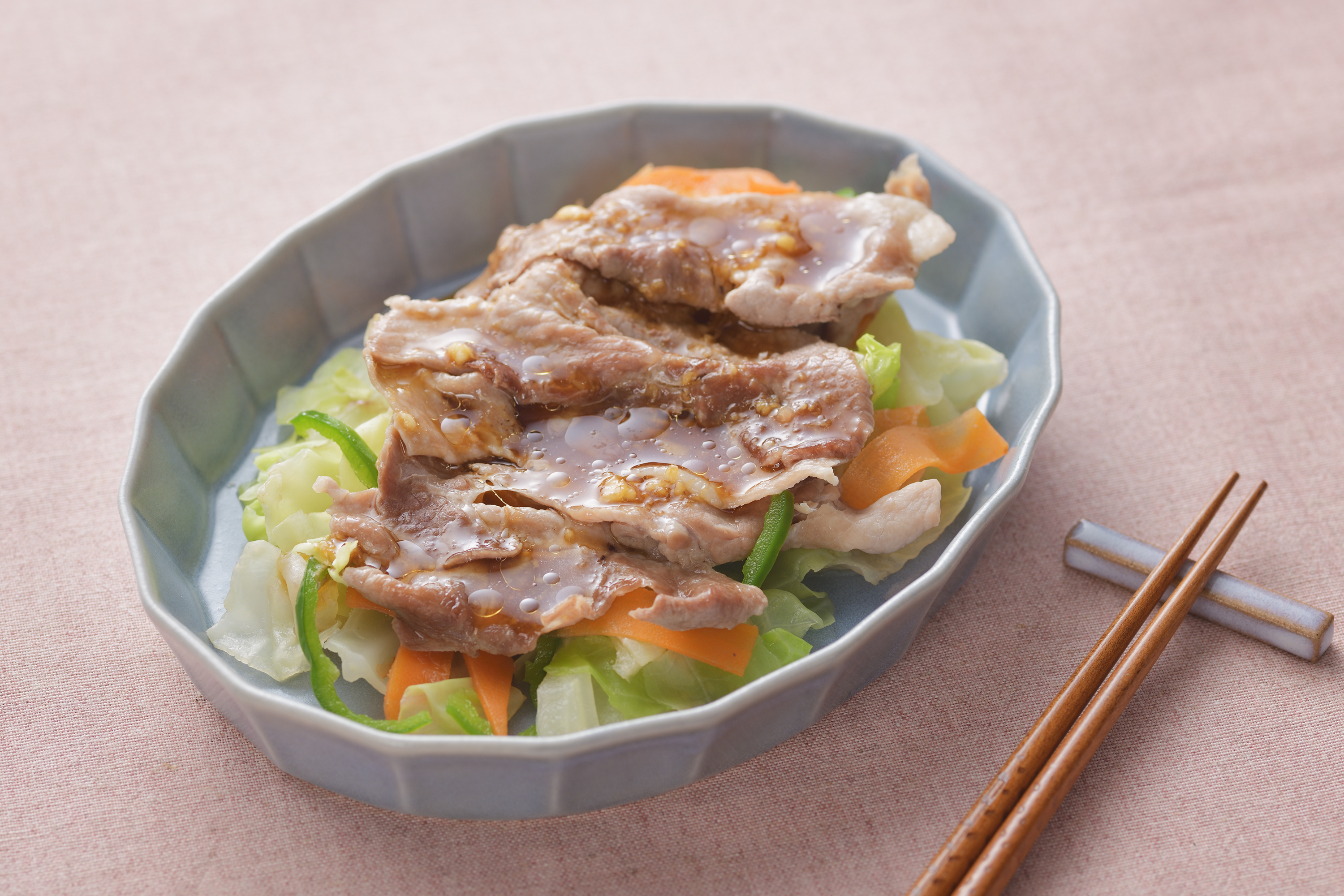 豚肉とカット野菜のレンジ蒸し